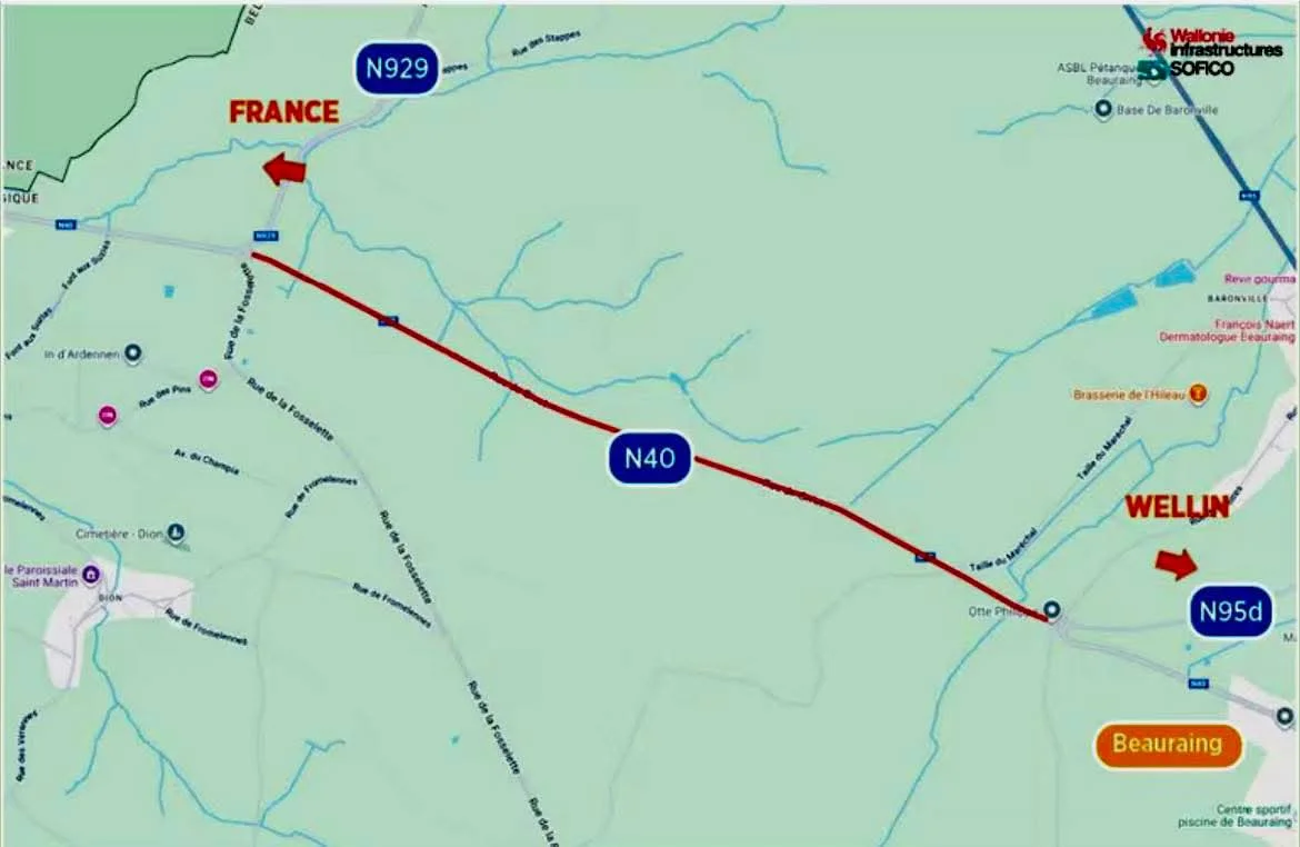 Réhabilitation de la N40 à Beauraing : trois semaines de travaux intenses