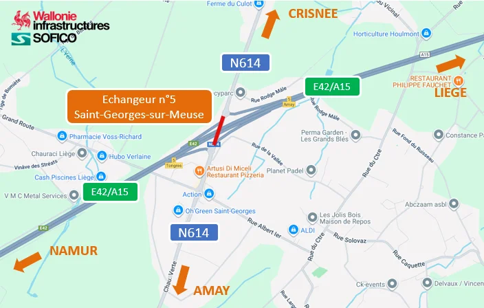 E42/A15 : réorganisation des travaux au pont de l’échangeur Saint-Georges-sur-Meuse