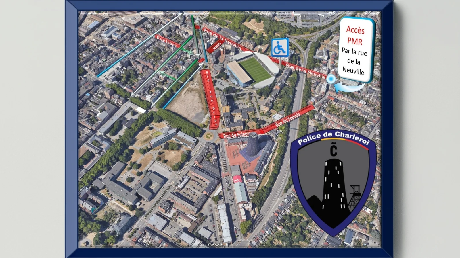 Charleroi : dispositif spécial et rues fermées autour du stade pour le match Sporting – RAAL ce samedi